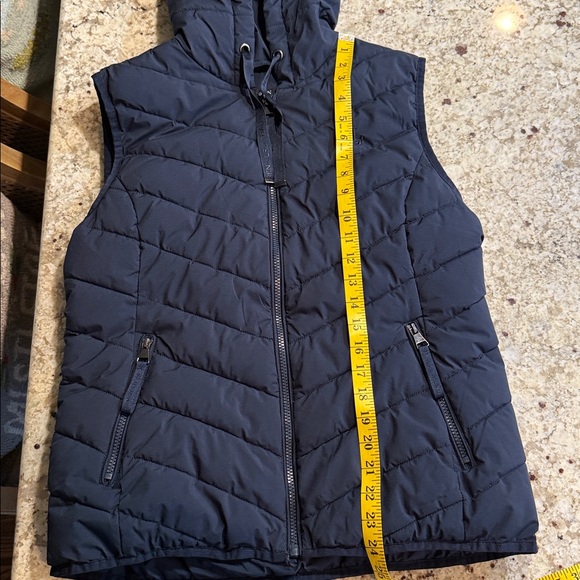 Lauren Ralph lauren Navy Quilted Puffer Vest Hooded Zip Front RLL Logo Size Med. - Picture 14 of 15